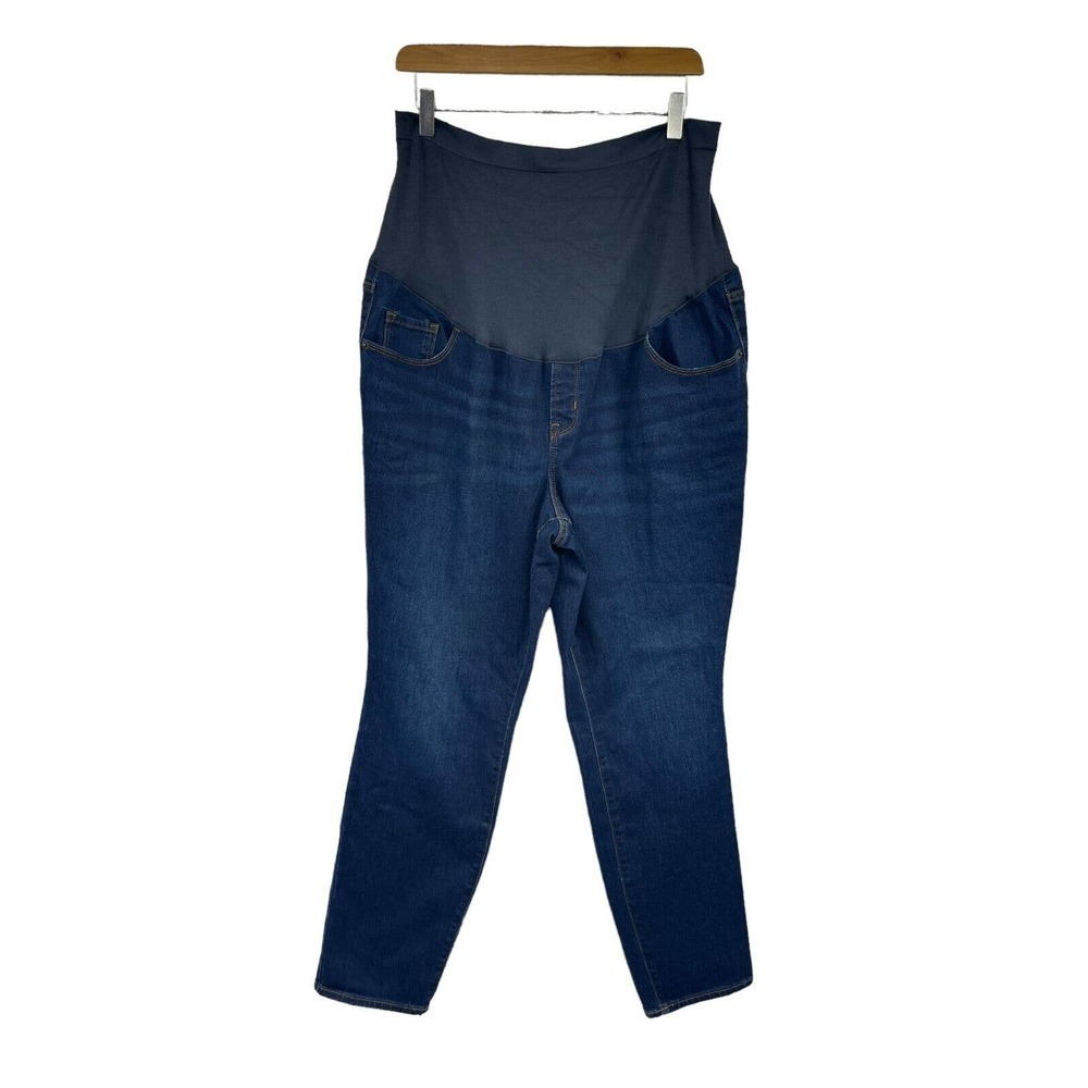 Old Navy Maternity Jeans Womens 18 Deep Blue Denim Skinny Full Panels Pull On